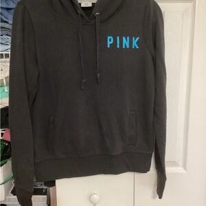 Victoria's Secret PINK Black Hoodie with Bright Blue Logo